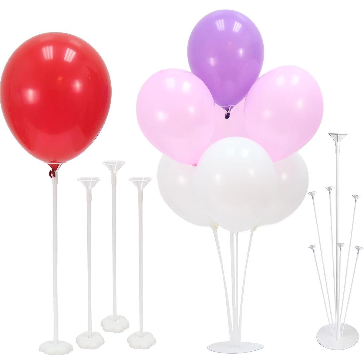 GIFTEXPRESS Balloon Stand Kit, 4 Sets 17" Balloon Sticks with Base + 2 Sets 28" Tabletop Balloon Column Stand for Birthday Party, Wedding, Baby Shower, Anniversary Decorations