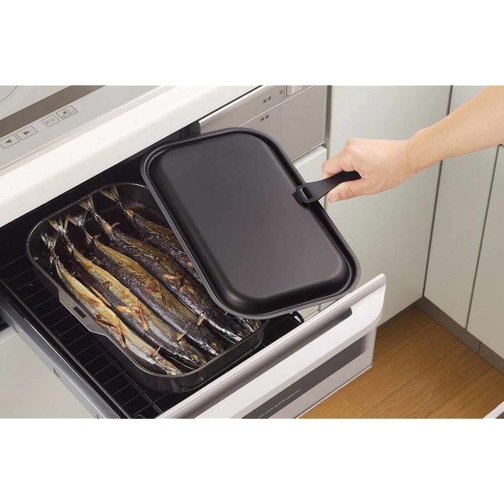 Pearl Metal Rucking Iron Square Grill Pan with Lid and Handle 30 x 18cm Wave [Made in Japan] HB-1955