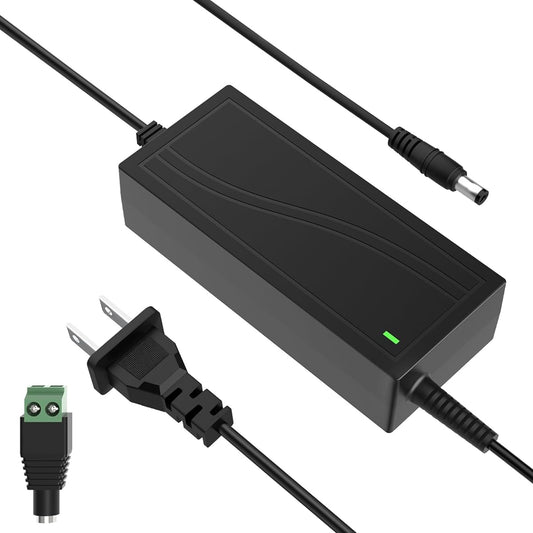 12V 5A Power Adapter (Input 100-240V AC - Output 12 Volts 5 Amps 60W DC) 5.5x2.5mm Plug Charger LED Light Strip CCTV Security System with LED Terminal Connector