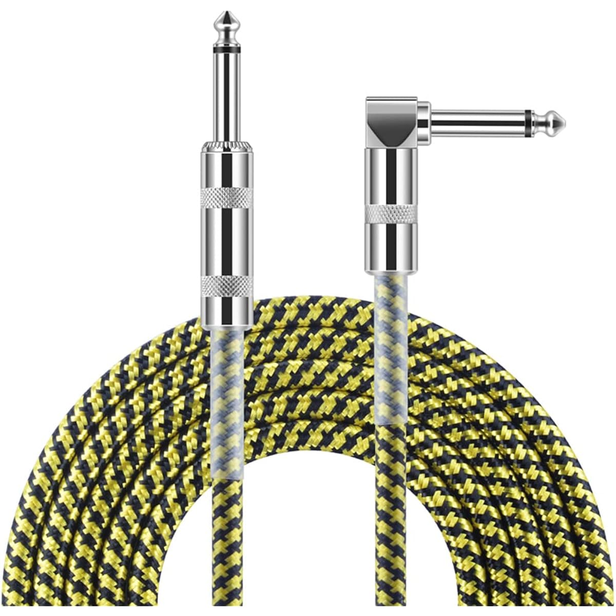 Jenniferstruggles Guitar Cable 10ft, 2022 New Version, Professional Instrument Cable Electric Guitar Bass AMP Cord, Right Angle 1/4 Inch TS to Straight 6.35mm Guitar Cord, Yellow
