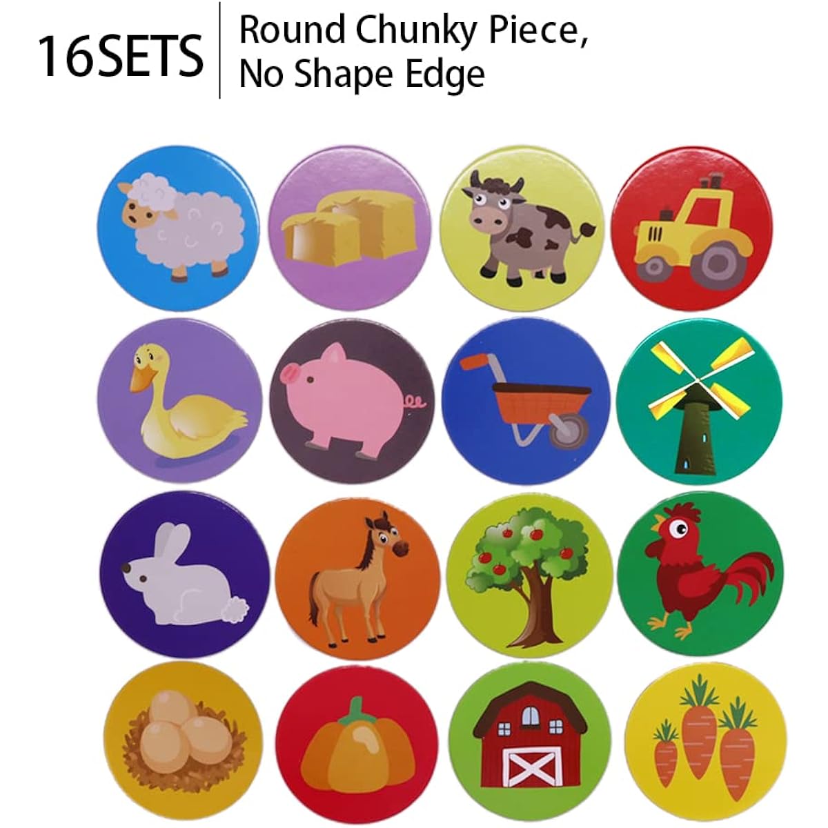 Memory Match Game - 16 Pairs Matching Set, Preschool Memory Game, Barnyard Elements, Non-Toxic, Educational Memory Matching Game, Great for Kids, Toddlers, Ages 3+