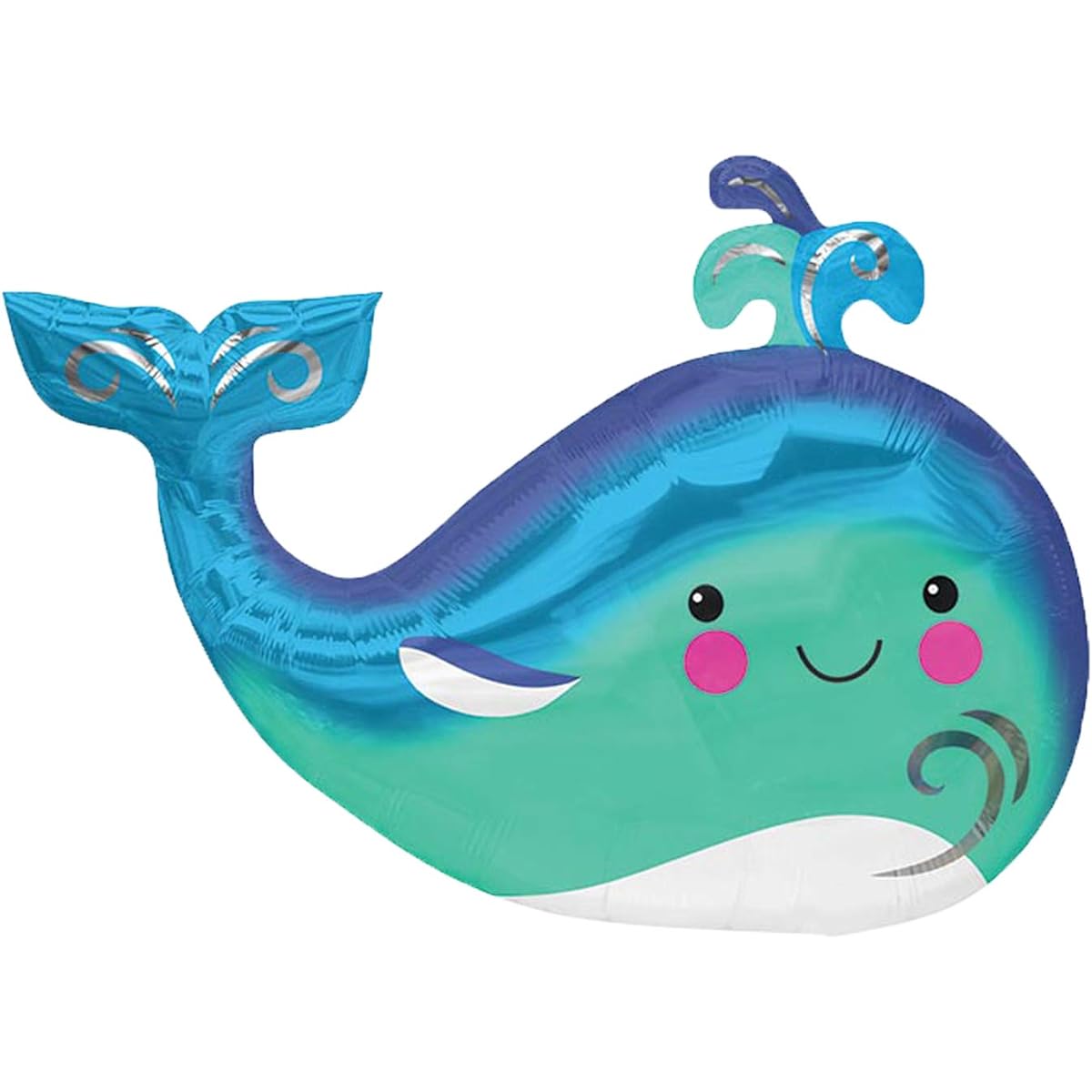 Adorable Happy Blue Whale 34" Foil Balloon