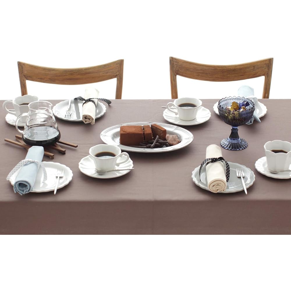 Blooming Nakanishi Table Cloth Delicious Color (Ganache (Light Brown) / 130 x 170cm) For 4 People Water Repellent Rectangle Plain Machine Washable (Water Repellent Finished/Made in Japan) 400170-0001-88