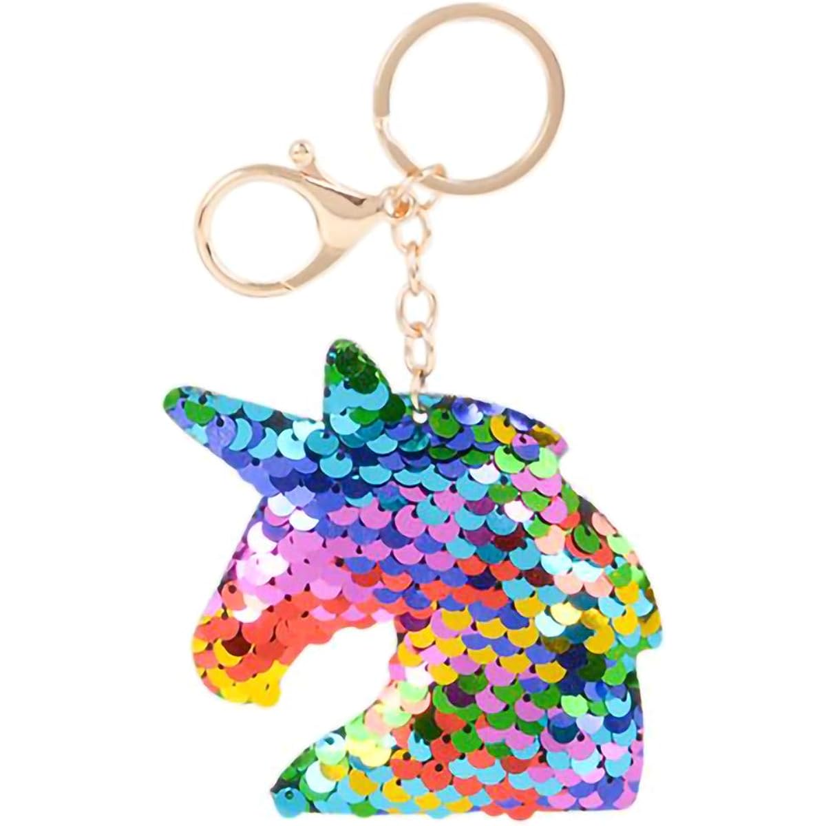 Rhode Island Novelty Flip Sequin Plush Rainbow Silver Magic Keychain KCSEUNI
