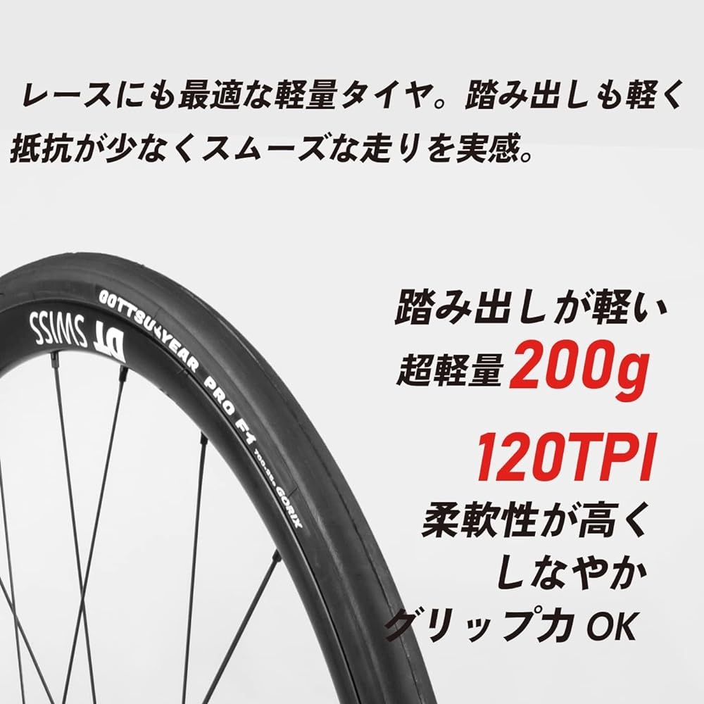 GORIX Bicycle Tire 700 x 25c Road Bike Tire Lightweight GOTTSU YEAR PRO F1 Black Slick Hill Climb Race Long Ride Clincher Tire Tire Replacement