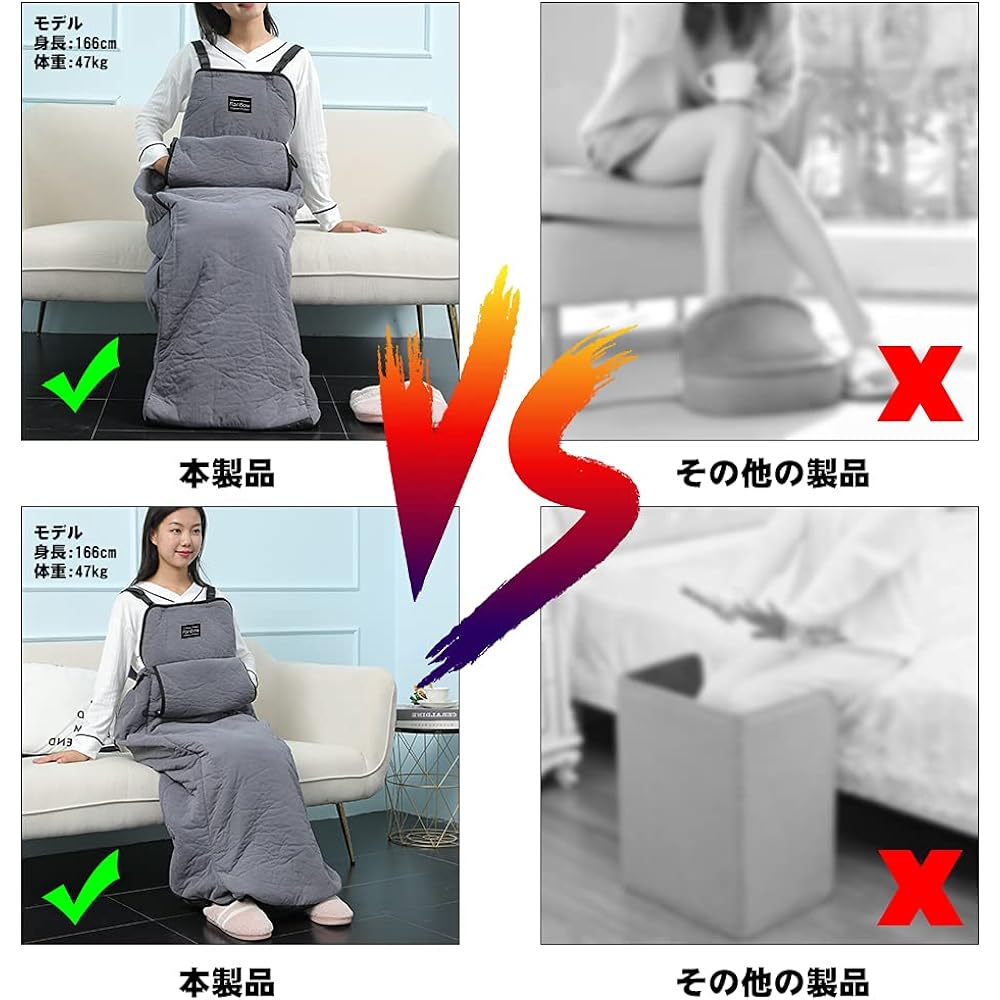 Warm foot heater, PSE certified, 35°C to 60°C, 0.5 to 8 hours, 10 seconds of pleasant heat, for feet, belly, hands, knees, whole body heater, wearable kotatsu, for one person, hot leg heater, you can walk while wearing it, overheating protection, washabl