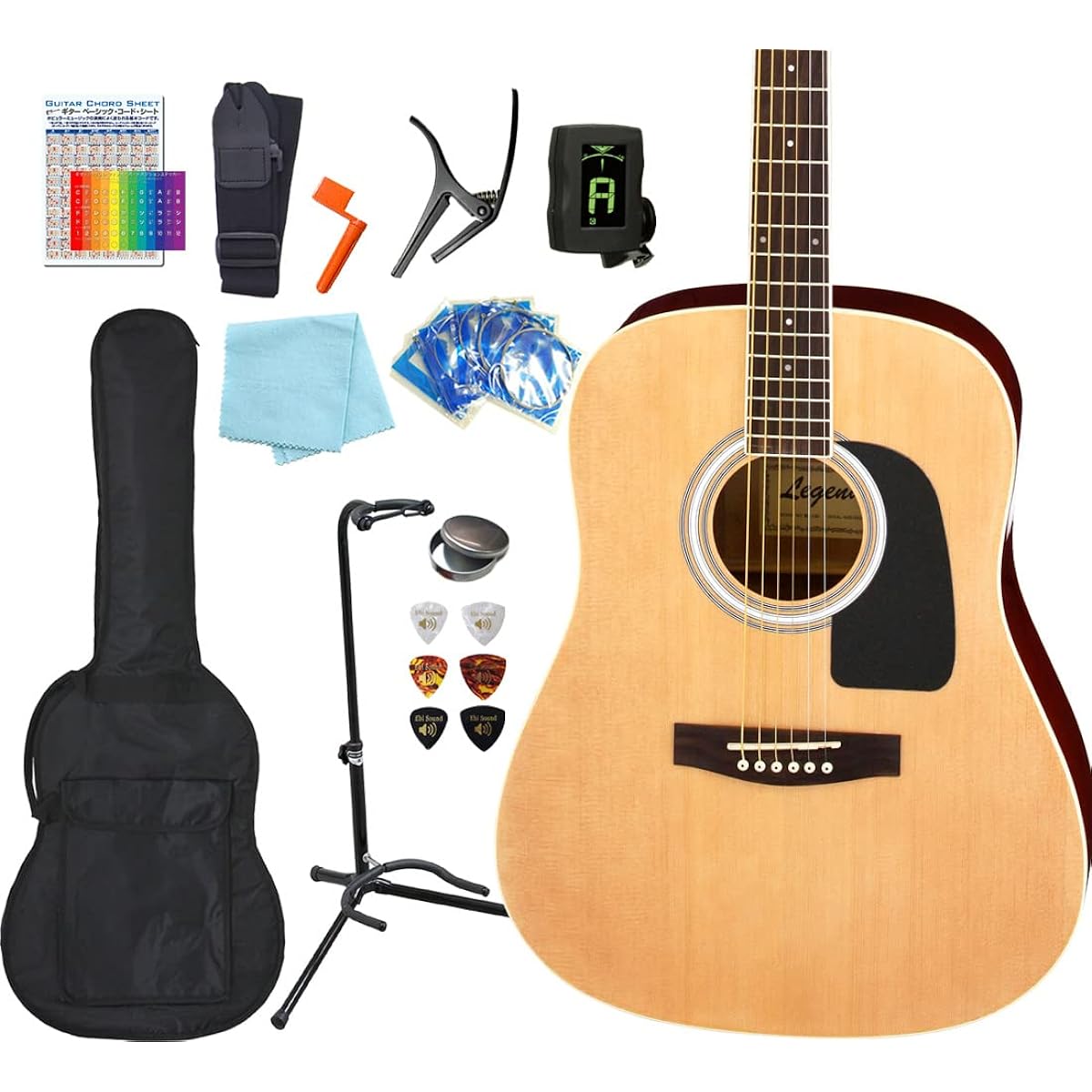 Acoustic Guitar Western Type Legend WG-15 Acoustic Guitar Beginner 13-piece Set N [98765]