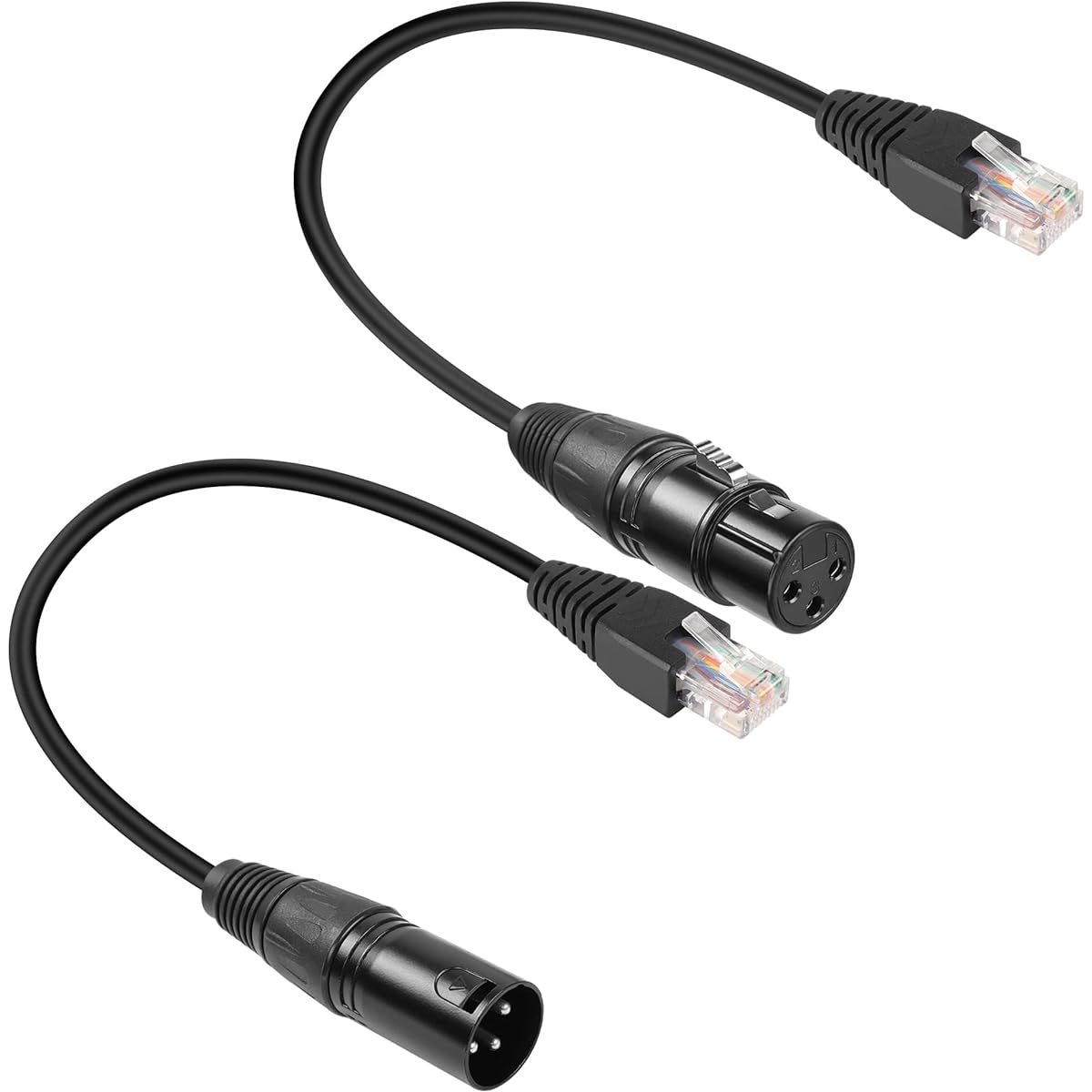 GELRHONR 3 Pin XLR to RJ45 Male Adapter Cable XLR Female to RJ45 Network Connector Extension Cable with CAT5 Ethernet for DMX-CON Controller Series - 1.1 Feet