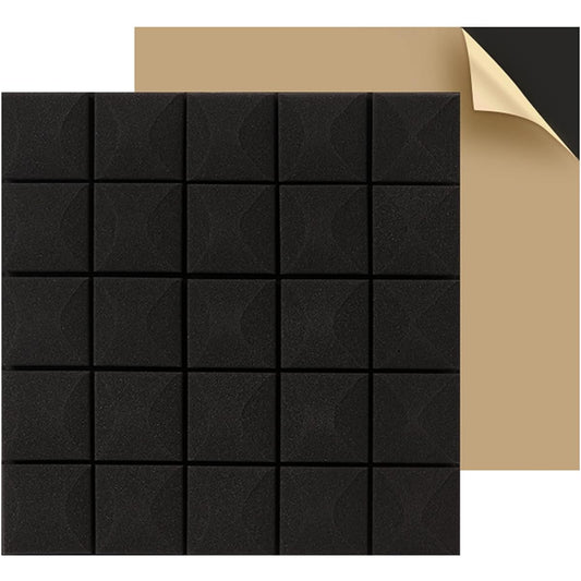 10 Pack Soundproof Pads, High Density Sound Absorbing Foam Acoustic Panels for Home Theater Office Wall Decoration, 50*50*5cm (Blue 50*50*6cm) (Black 50*50*6cm)