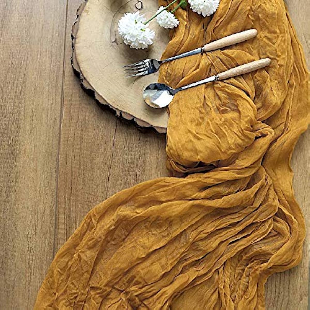 BalsaCircle 10ft Mustard Yellow Cotton Cheesecloth Gauze Extra Long Table Runner for Wedding Party Reception Decorations