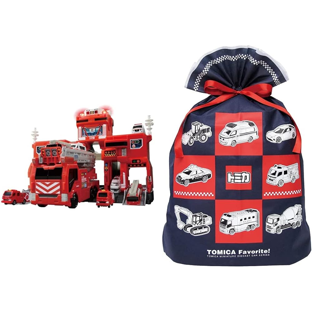 TAKARA TOMY Tomica Transformation Dispatch! Big Fire & Command Station and Tomica Town Dispatch! Fire Extinguishing! Rescue Base Set