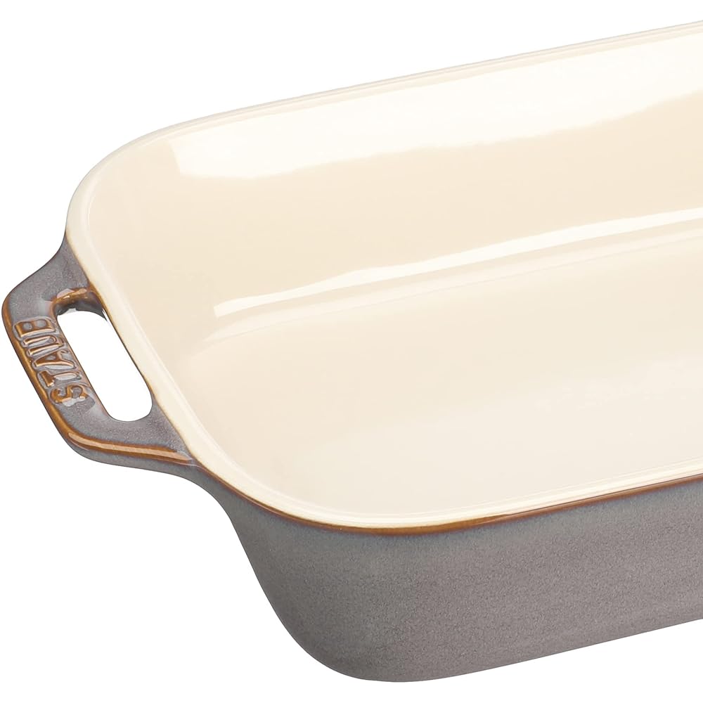 staub "Rectangular Dish Antique Gray 27 x 20cm" Ceramic Gratin Dish Oven Microwave Safe [Authorized Japanese Product] Dish 40511-884