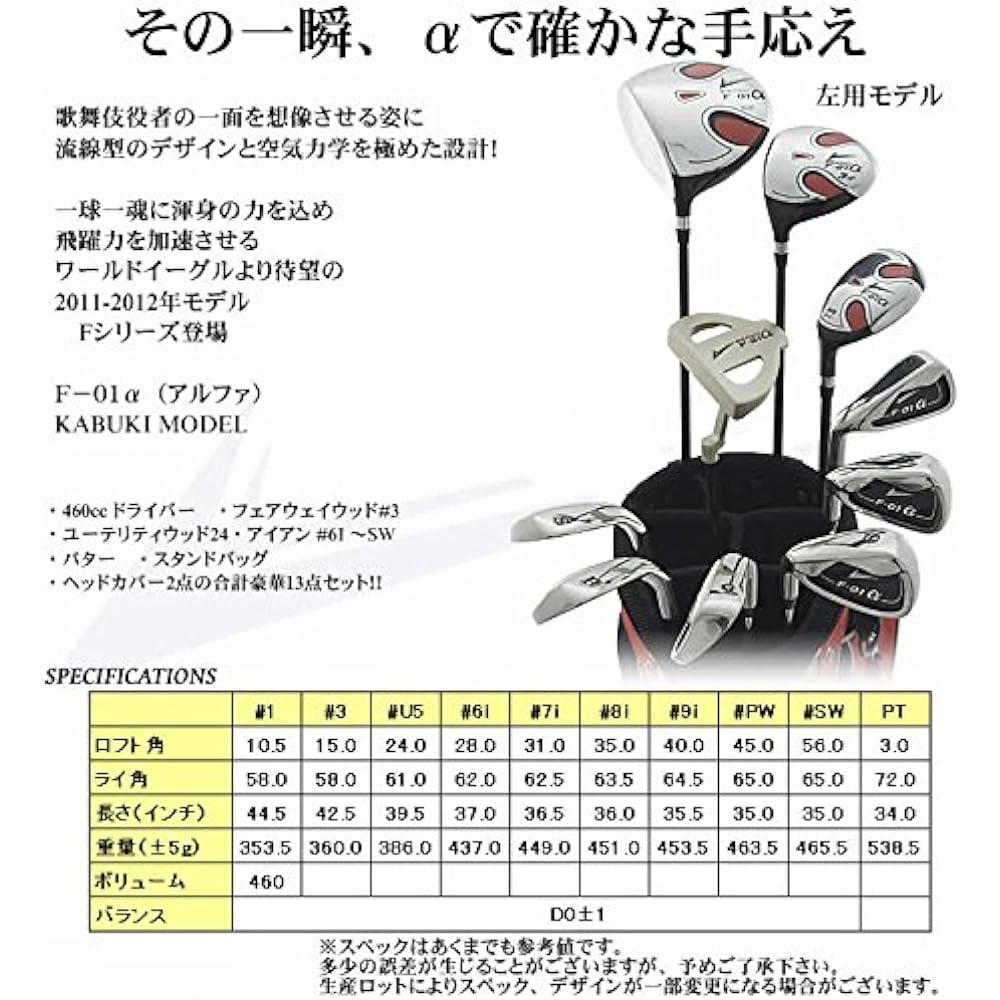 WORLD EAGLE [No bag] WE-J-F-01α Men's club set [Left-R] WE-J-F-01α