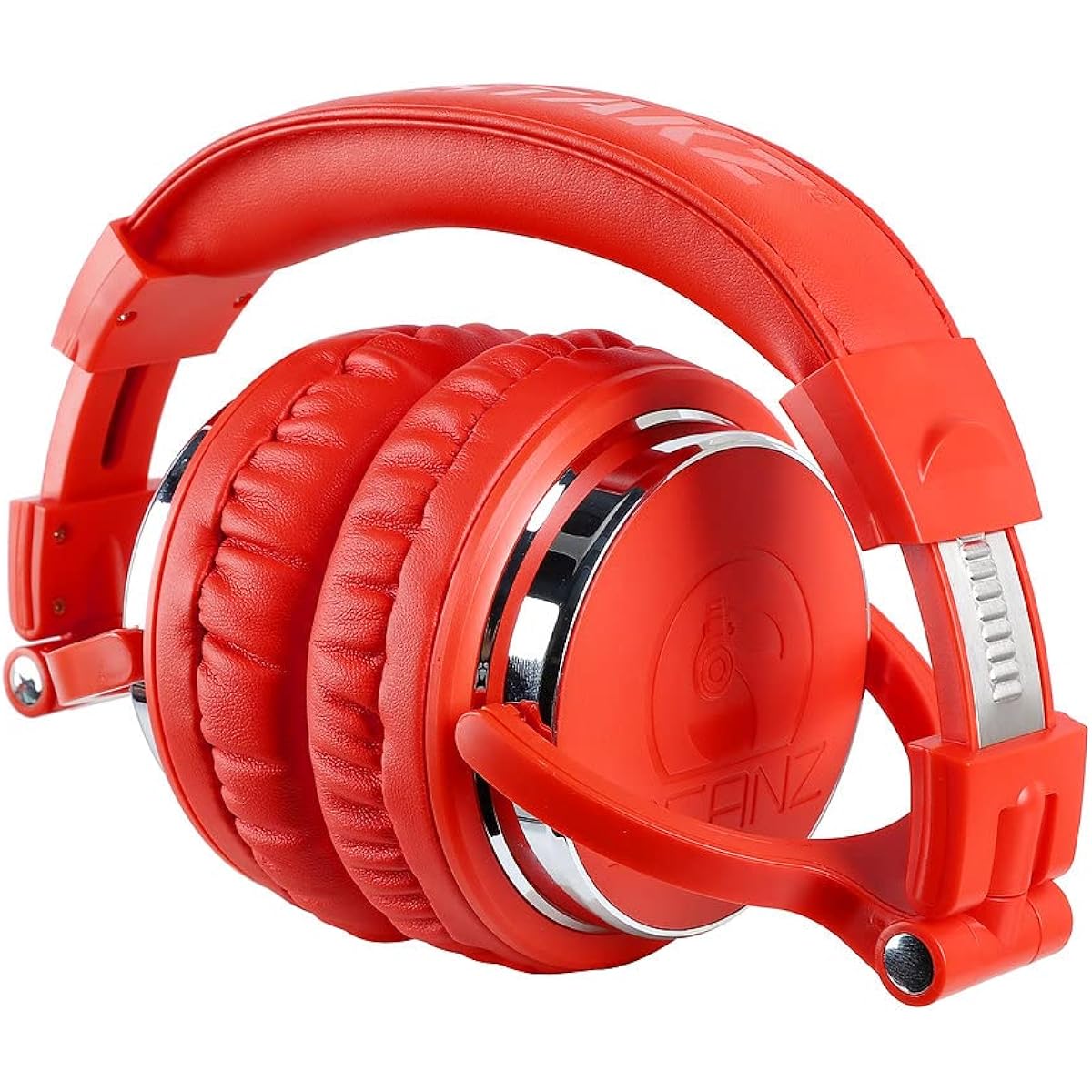 2CANZ Red DJ STAKZ Edition Over-Ear Professional Wired DJ Headphones - Reinforced 50mm Neodymium Drivers Closed Back Plush Comfortable Ear Cushions 8-Way Adjustable Ear Pads Foldable