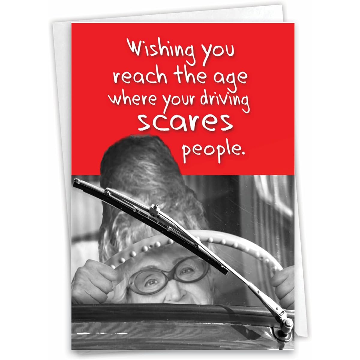 NobleWorks - 1 Hilarious Happy Birthday Card - Funny Old Lady Grandma Humor, Celebrate Birthday - Horrible Driver C3634BDG