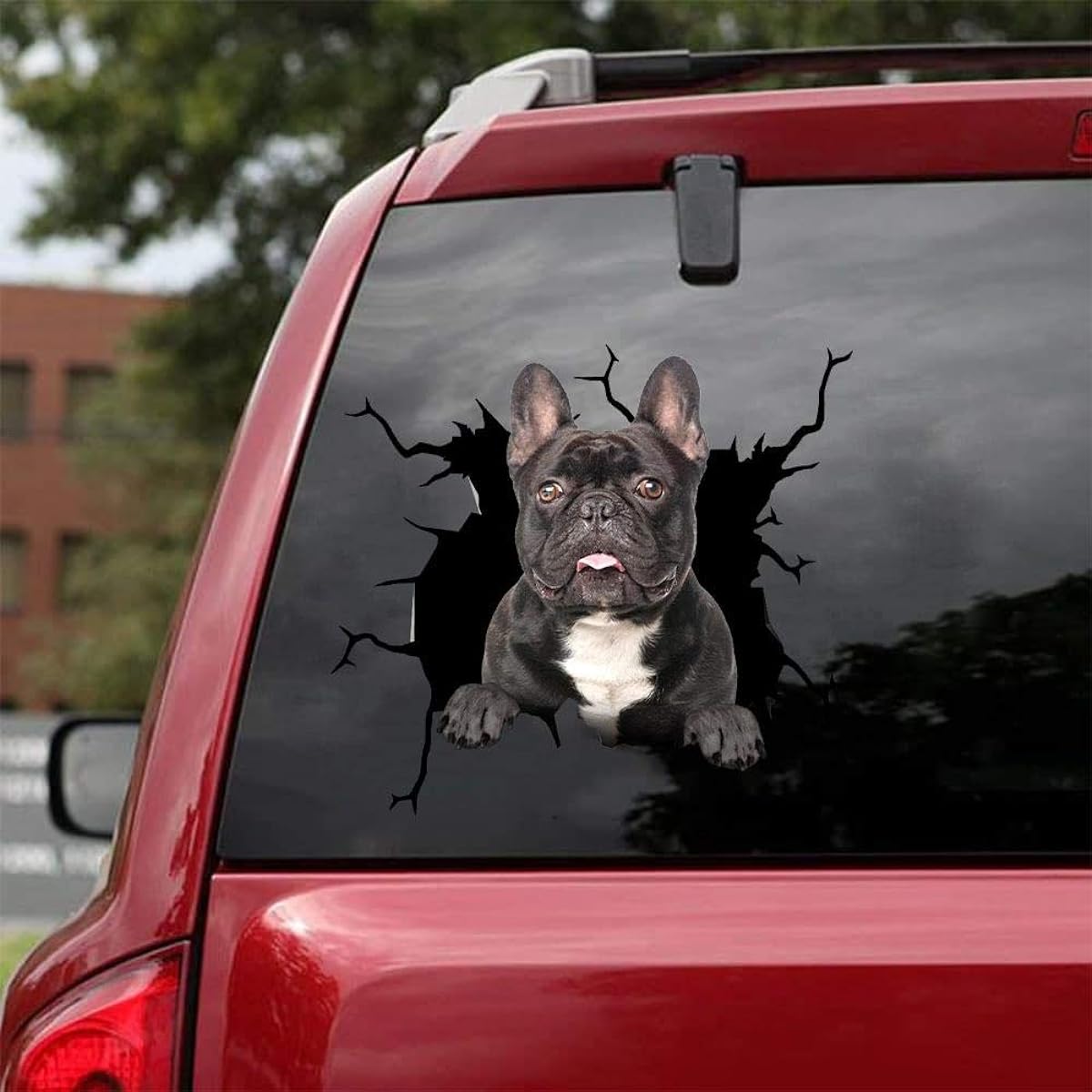 Ocean Gifts French Bulldog Car Decal Dog Car Stickers Set of 2 Realistic French Stickers Car Window Wall Series 69 Sizes 8" x 8"