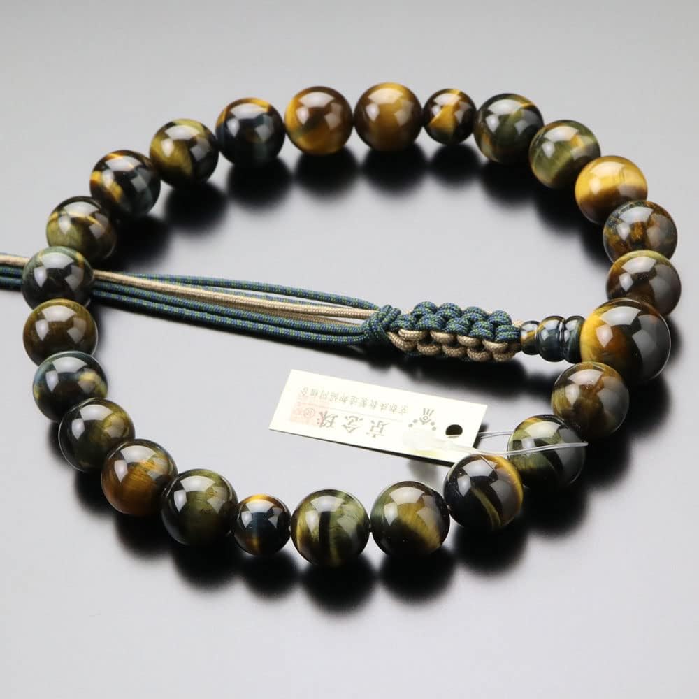 ≪Special Price≫ Nenju.com Jodo Shinshu Prayer Beads for Men 22 Beads Mixed Tiger Eye Stone String Bun [Regular Prayer Beads Kyoto Shinshu Disciples Tiger Eye Stone Dark Blue Tiger Eye Stone Tiger Eye Funeral Memorial Ceremony Funeral Natural Stone My Pra