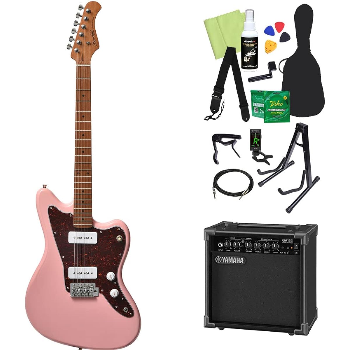 Bacchus BJM-1-RSM/M Electric Guitar Beginner 14-Piece Set [Includes GA15II] SLPK Roasted Maple Neck Bacchus
