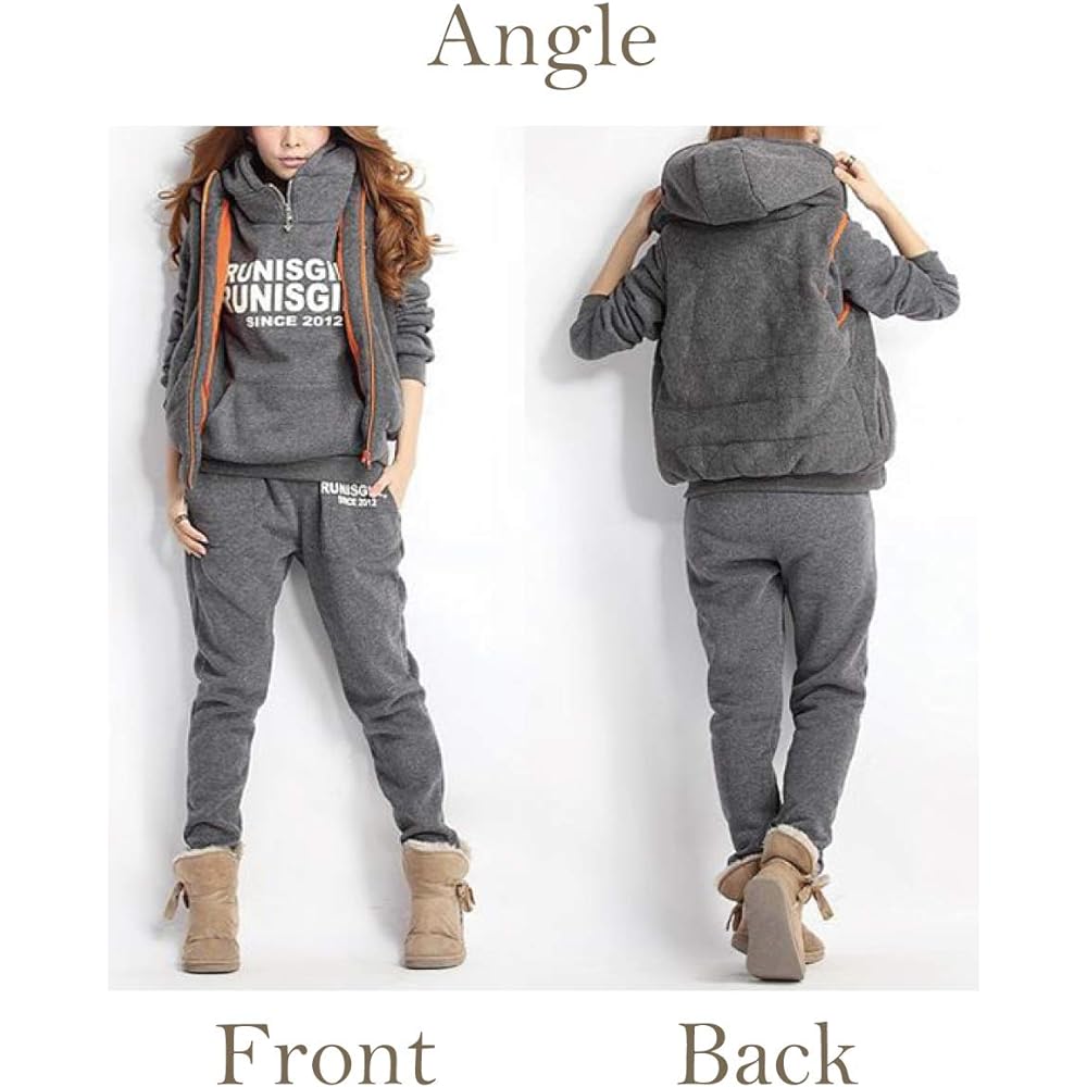 [Resound] Women's Sweatshirt with Vest, Top and Bottom, 3 Piece Set, Room Wear, Sweatshirt, Parka, Loungewear 371