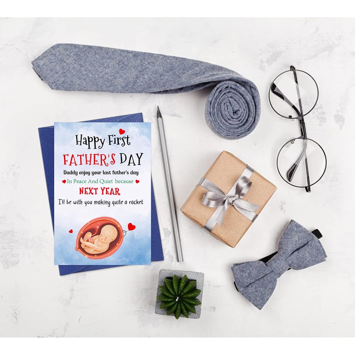 WaaHome First Father's Day Card from Daughter/Son/Baby to Dad Happy 1st Fathers Day Gift Card for First Time Dad New Dad Father's Day Card with Envelope