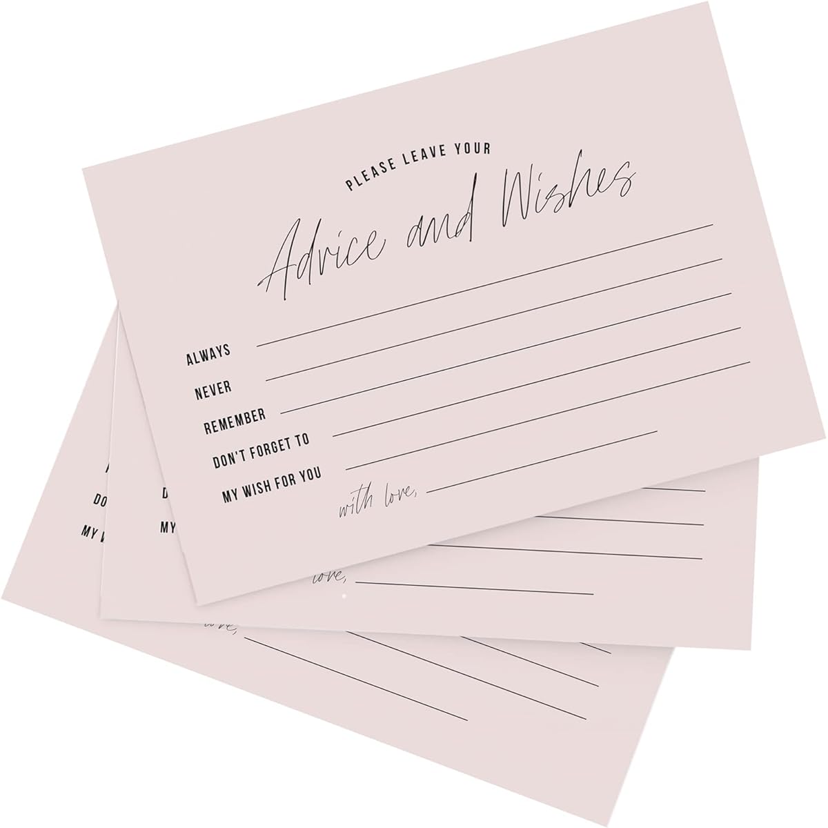 Bliss Collections Advice and Wishes Cards Mad Libs Simple Pink Bridal Shower Wedding Baby Shower Graduation Party Retirement Groom Words of Wisdom 4"x6" Cards (50 Cards)