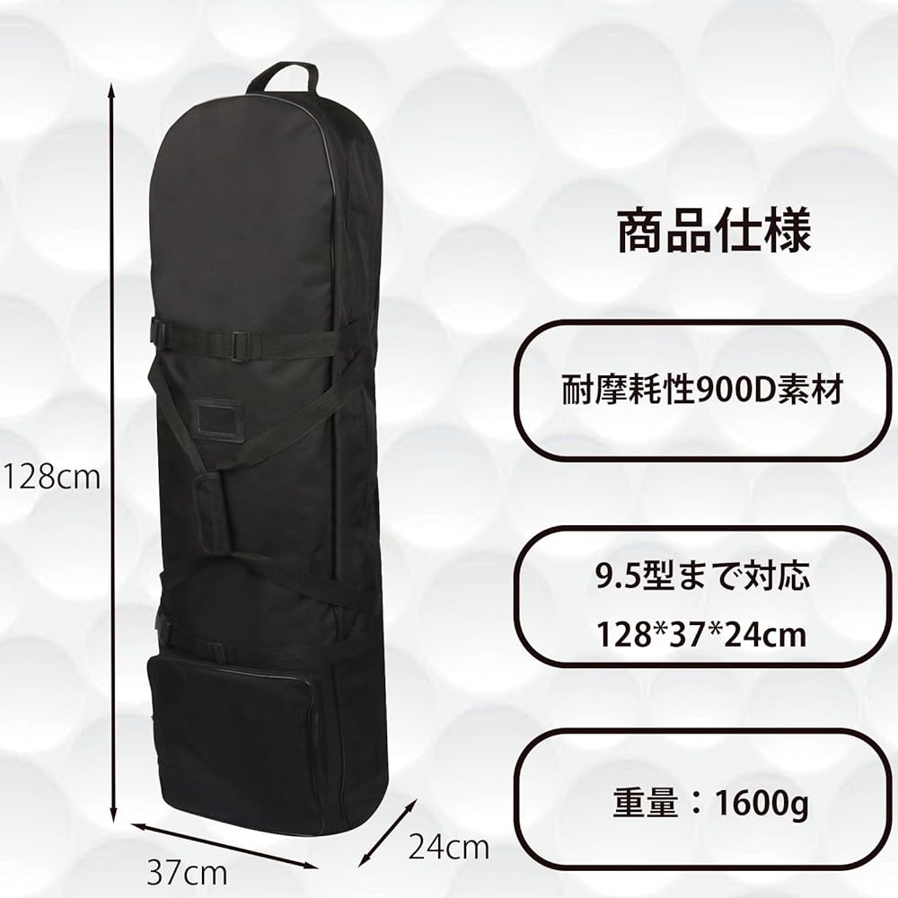 Iptienda Golf Bag Cover High Density 900D Material Golf Travel Cover Golf Aviation Bag with Casters Up to 9.5 Inch Foldable Golf Bag Travel Case Wear Resistant - Black