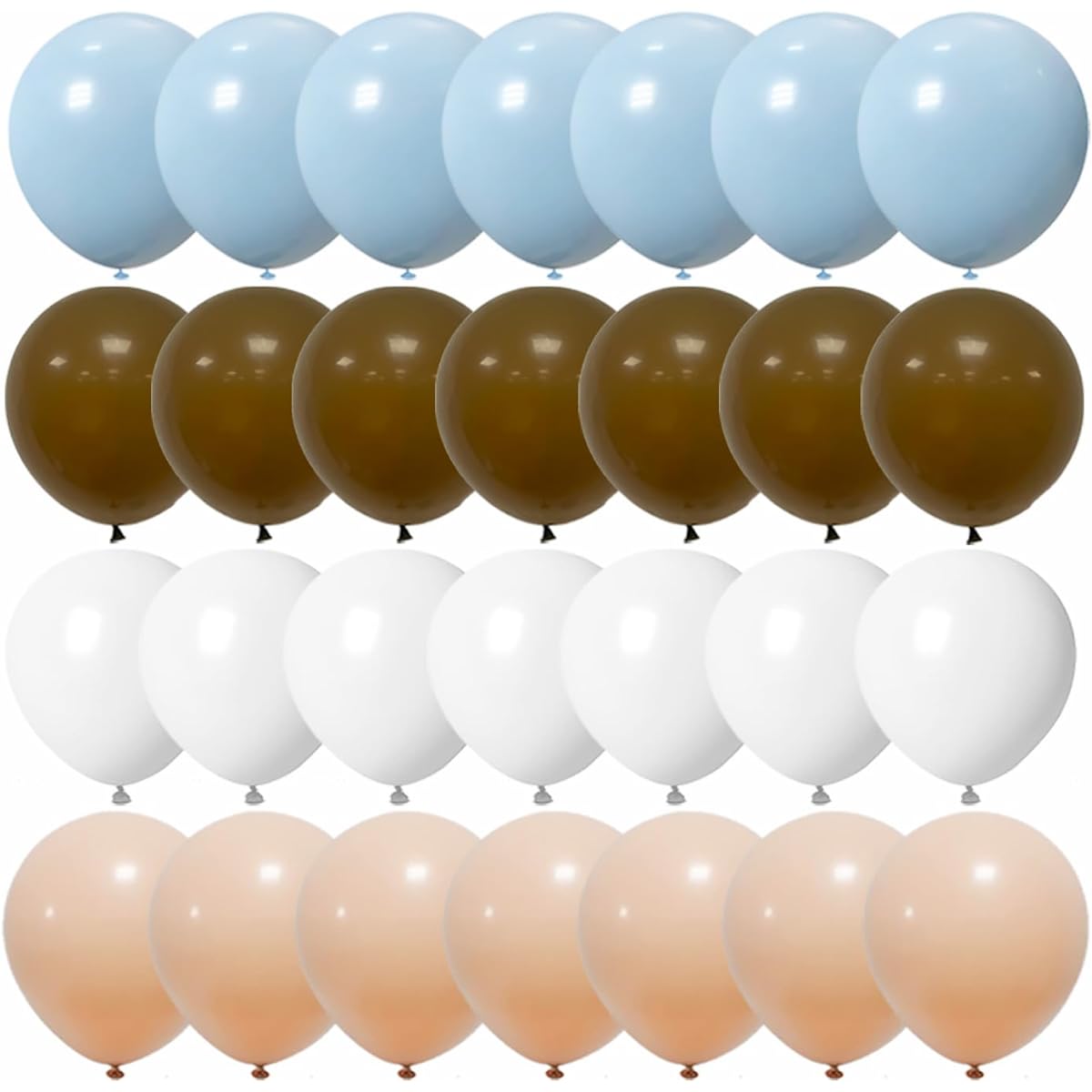 Blue and Brown Party Balloons, 60pcs 12inch Blue Brown White Blush Latex Balloons Neutral Balloons for Gender Reveal Wedding Birthday Baby Shower Graduation Bear Party Decorations