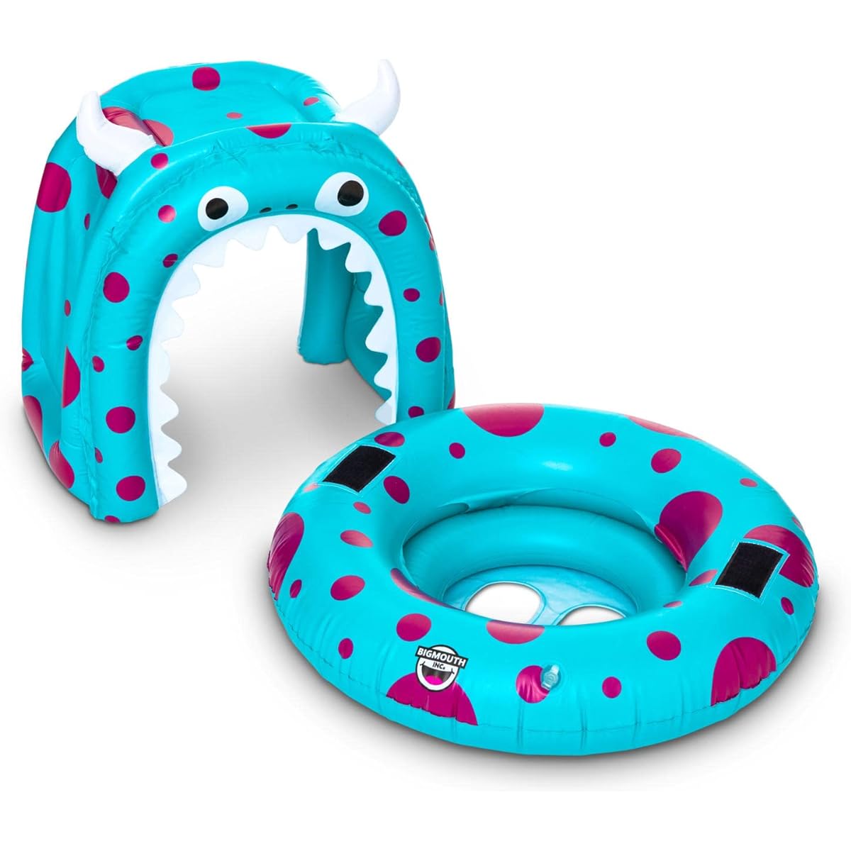 BigMouth Inc. Lil' Cute Monster Float with Canopy - Ultra Durable Dual Chamber 3 Point Harness with Child Safety Valve for Ages 1-3 years ~ 40 lbs UPF 50+ Protection Baby Pool Float