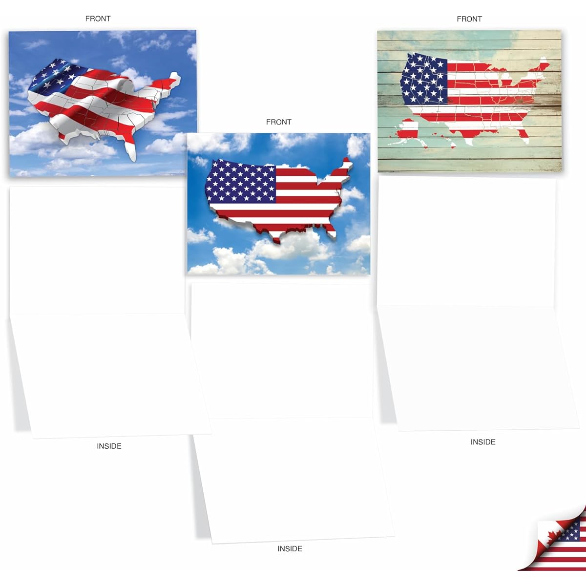 The Best Card Company Flag Maps - 20 All Occasion Cards Boxed - Bulk Set AM9523OCB-B2x10