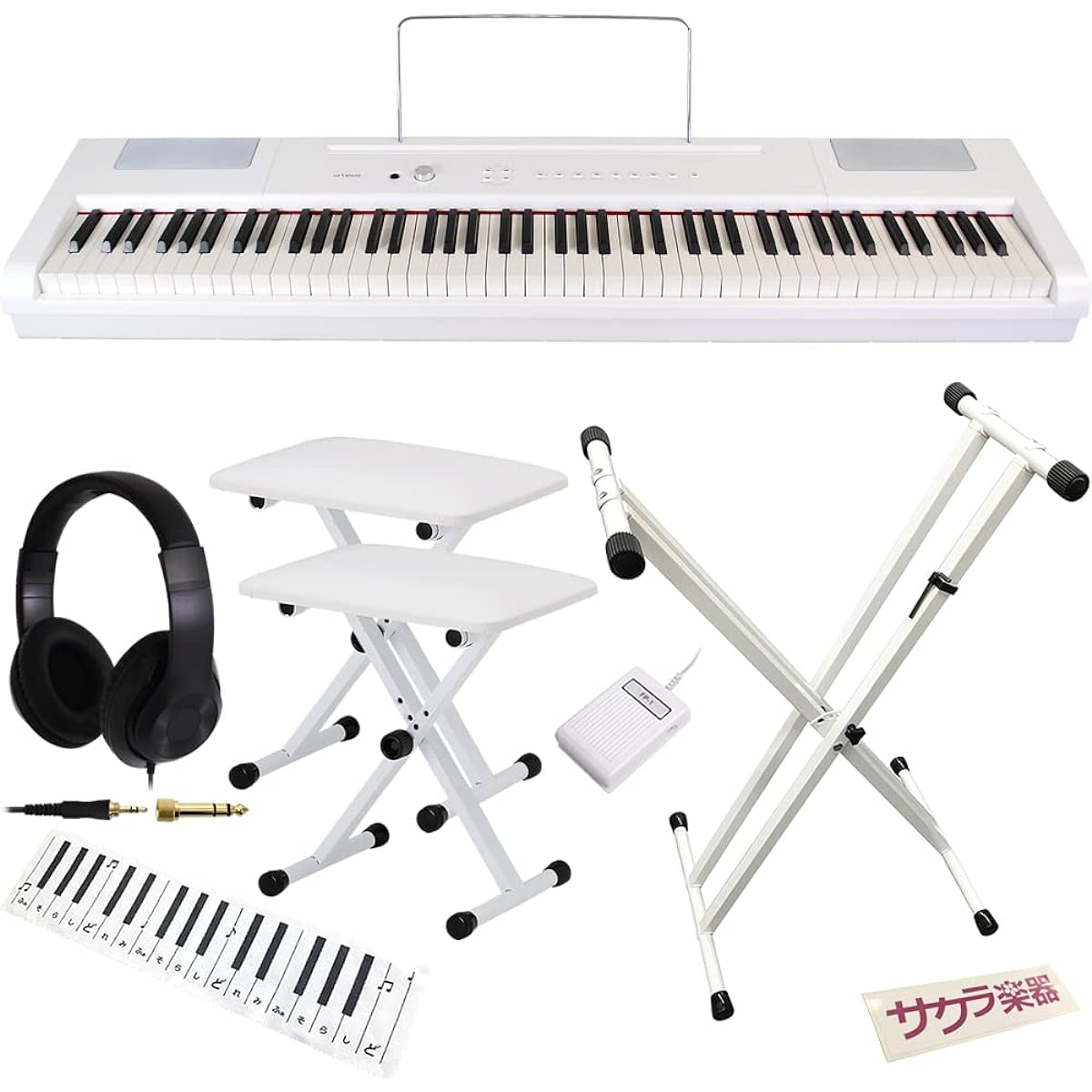 Artesia Artesia Digital Piano (Electronic Piano) 88 Keys PA-88H+/WH White Sakura Musical Instruments Original Set [Stand, Chair x 2, Headphones, Cleaning Cloth]