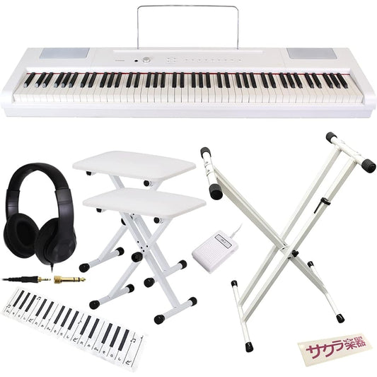 Artesia Artesia Digital Piano (Electronic Piano) 88 Keys PA-88H+/WH White Sakura Musical Instruments Original Set [Stand, Chair x 2, Headphones, Cleaning Cloth]