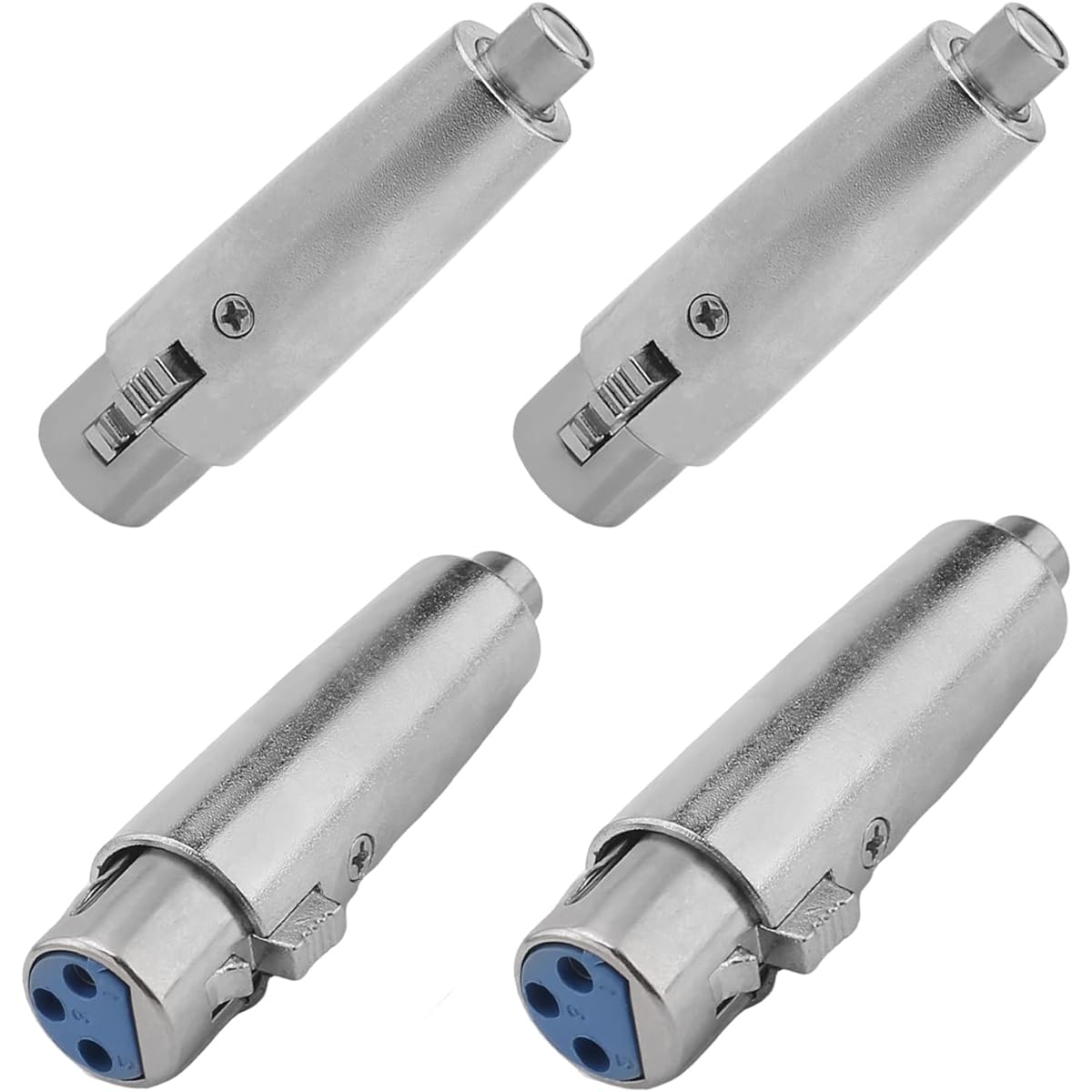 Heyiarbeit Mini XLR Female to RCA Female Converter Adapter 3 Pin XLR-M to RCA-M Silver Copper Nickel Plated for Recording Studio/Video/Audio System LY-KN5044 Pack of 4