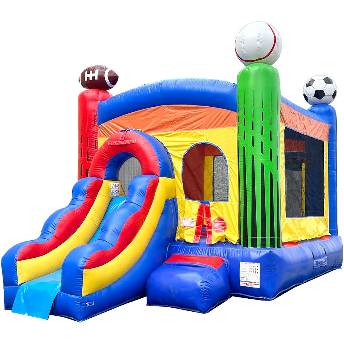 Inflatable Bounce House with Slide for Kids 12 x 12 x 18 Feet - Backyard Deluxe Sport Combo Bouncer Outdoor Toy Jumper for Kids - Includes Blower, Stakes and Storage Bag
