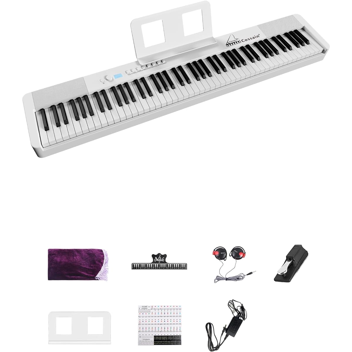 Digital piano, 88 keys, grand piano-like hammer action, beginner, for children, composition, recording, with earphones, feet, music stand, portable, keyboard, piano, heavy keys