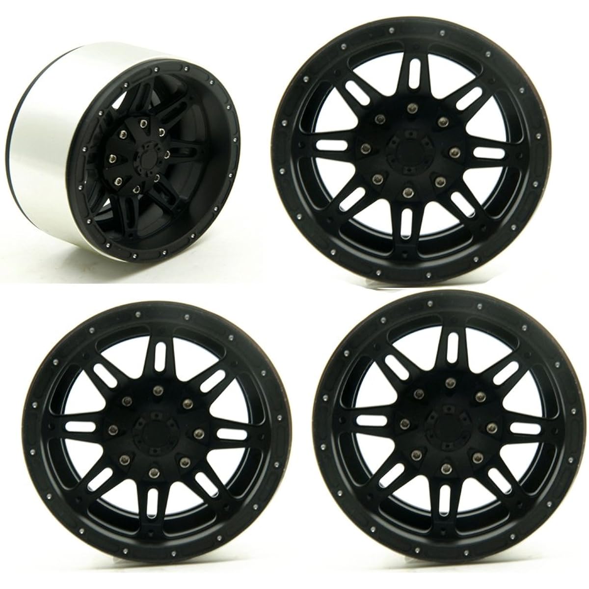 RC Car 2.2 Inch Wide Version 30mm Wide Internal Beadlock Wheels (4 Pieces, Black)