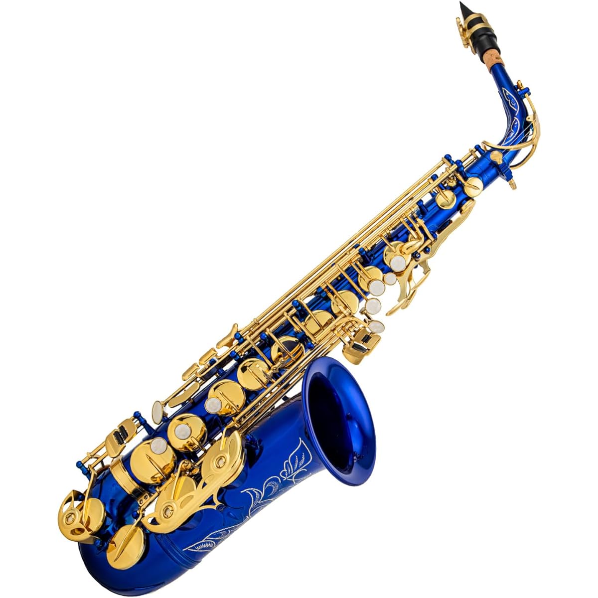Btuty Eb Alto Saxophone Brass E Flat Saxophone 802 Key Type Woodwind Instrument with Cleaning Rod Cloth Gloves Strap Padded Case… (Blue)