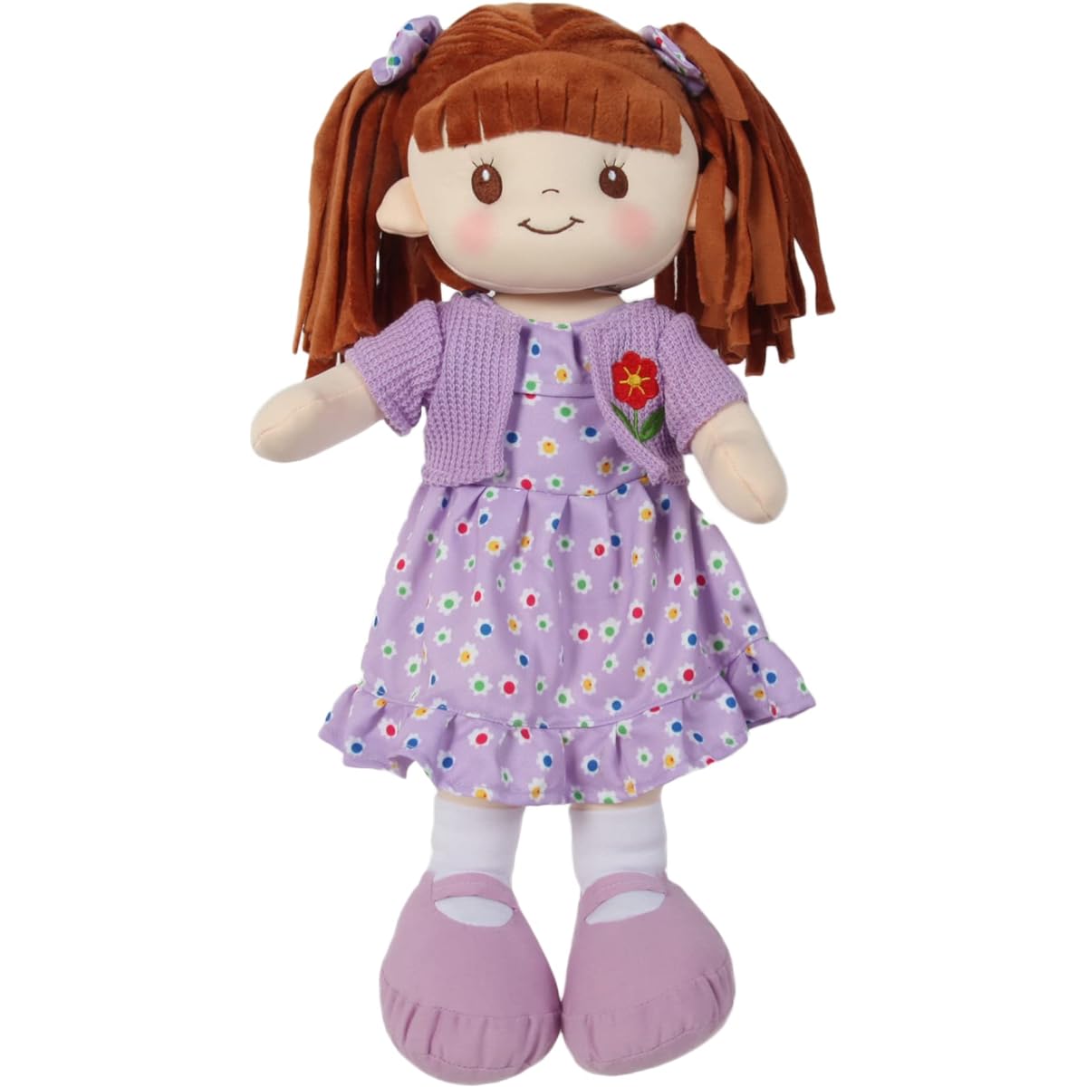 Linzy Toys, 16 Inch Soft Plush Interactive Doll, Embroidered Face and Removable Clothes, Educational Doll, Rag Dolls for Girl