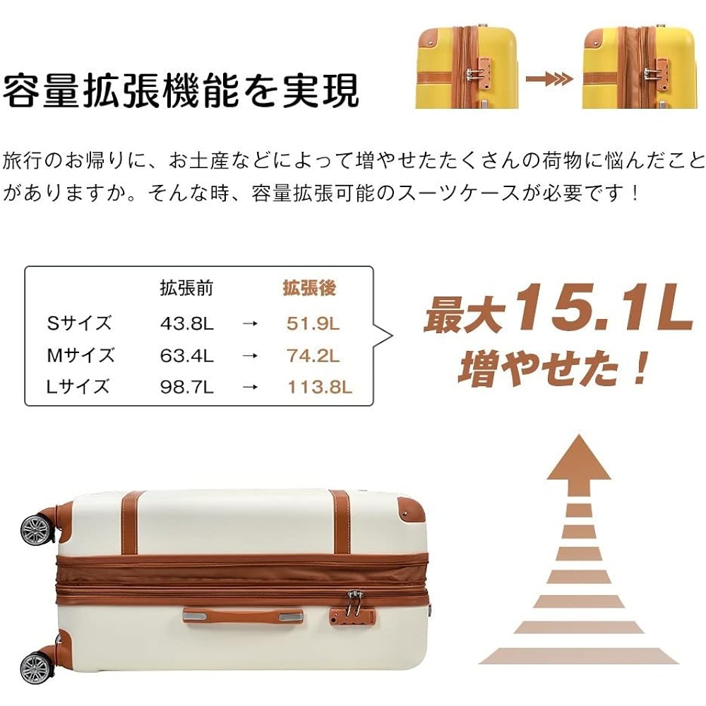 [BTM] Suitcase Carry Bag with Stopper Capacity Expansion Function Carry Case Ultra Lightweight TSA Lock 360 Degree Rotation Quiet Shockproof Stylish Travel Business Business Trip School Trip Suitcase