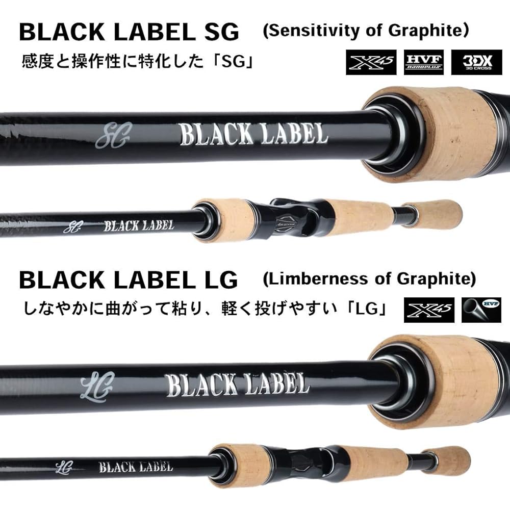 DAIWA Bass Rod Spinning/Bait 1 Piece Model BLX (Black Label) LG Various