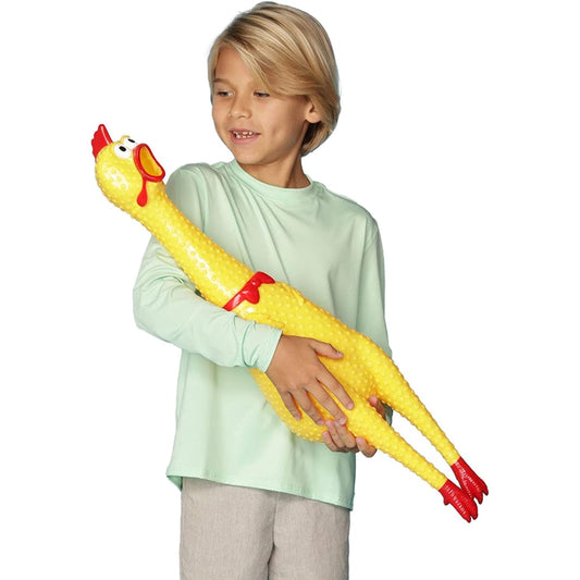 Animolds Crazy Giant Rubber Chicken - 29" Giant Screaming Noise Maker for Party Pranks and Practical Jokes - Up to 45 Seconds of Screams - Novelty Gag Gift (Random Color)