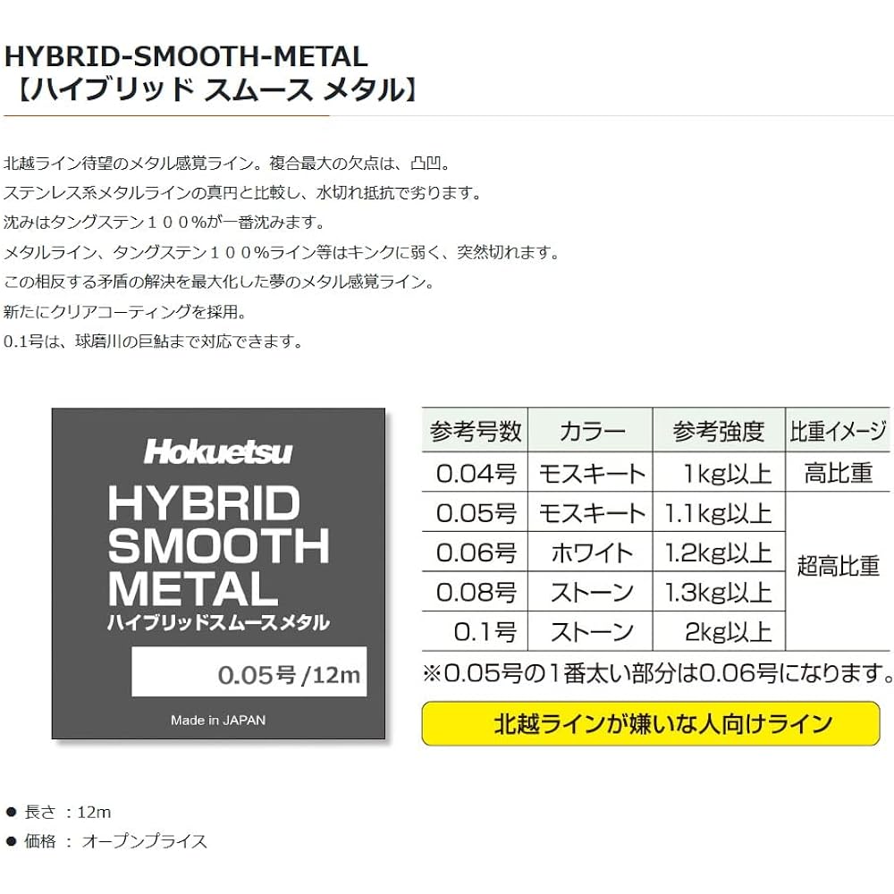 Hokuetsu Sangyo HYBRID-SMOOTH-METAL Mosquito 12m 0.05