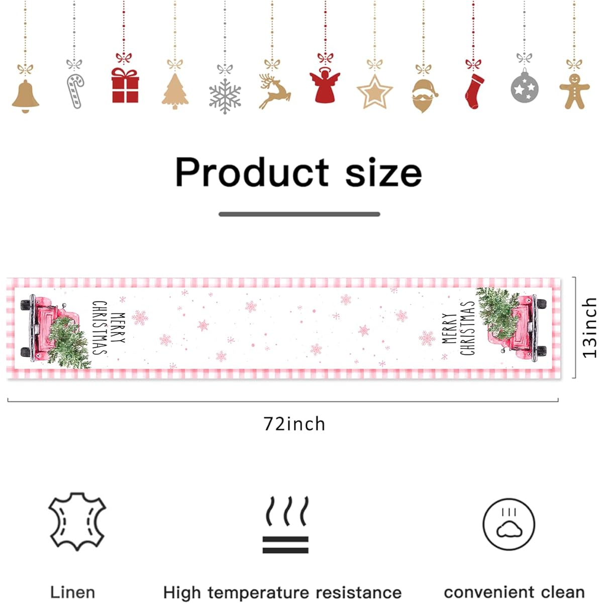 Pink Christmas Table Runner