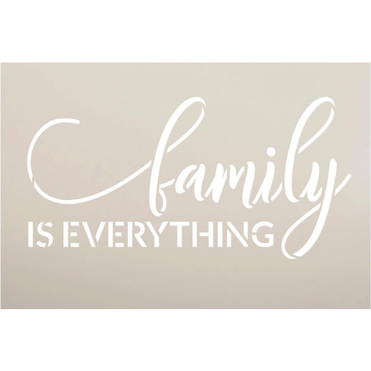 StudioR12 Family is Everything Stencil | DIY Modern Country Farmhouse Home Decor | Inspirational Cursive Words Art | Craft & Paint Wooden Signs | Reusable Mylar Template | Select Size (7.5 x 5 inches)