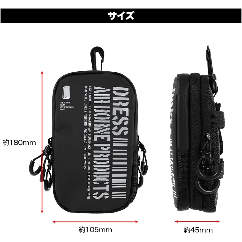 DRESS Multi Smartphone Pouch AIRBONE Fishing Fishing Gear Mobile Storage Compact Smartphone Pouch Waterproof Water Repellent Langan Wading Stealth Black