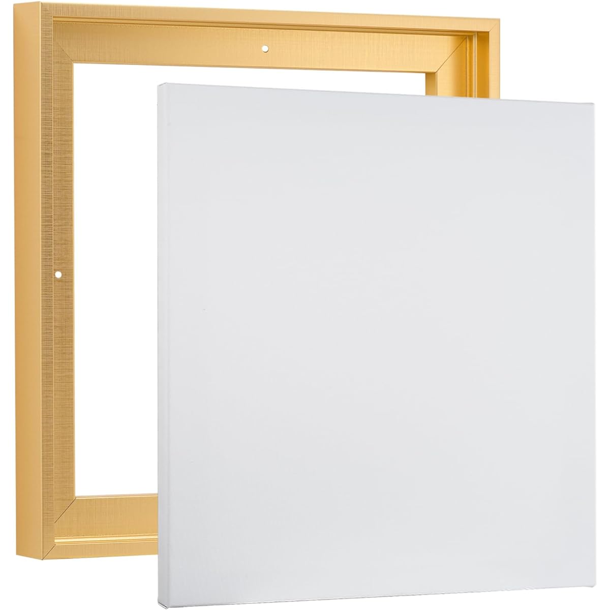 Floater Frame + 24x24" Stretched Canvas Panels for Painting (Custom Size Combo Pack) | Square Kit | 1-3/8" Thick + 3/4" Deep Canvas | 11oz Premium Canvas Fabric | 100% Natural Non-Prime Cotton % 36 x 36 inch Gold 0691035643401