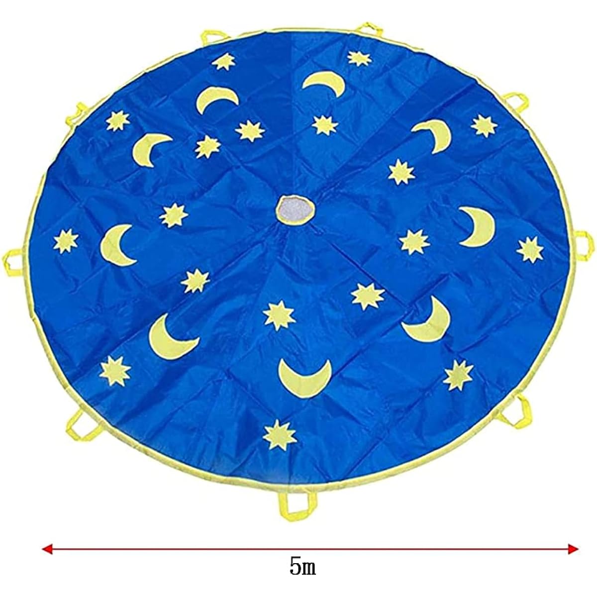 Play Parachute, Diameter approx. 1.8m~5m, Star and Moon Paraballoon, Kindergarten, Nursery School, Sports Day, Reinforced Mesh Center (5m)