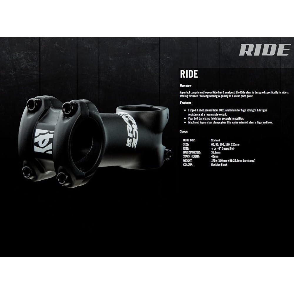 RACE FACE RIDE Stem 70mm ST12RX31.870X6BLK
