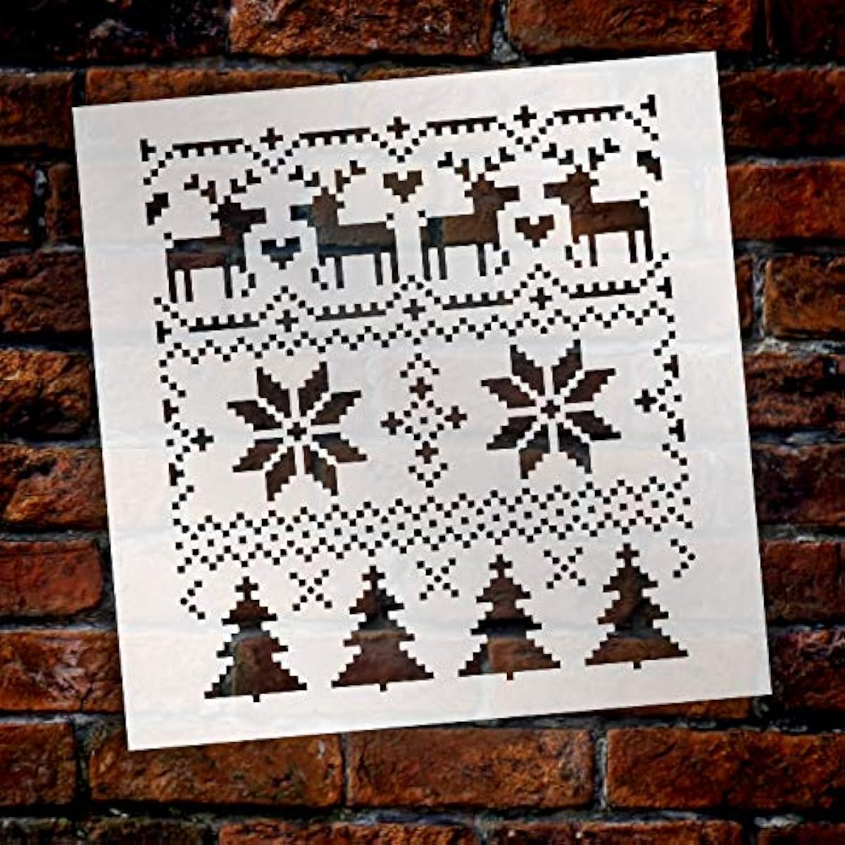 StudioR12 Christmas Sweater Pattern Stencil DIY Christmas | Apron Pillow | Seasonal Gift | Craft Winter Home Decoration | Reusable Mylar Template | Painted Wood Sign - Sizes Available 18" x 18" STCL1495_Parent