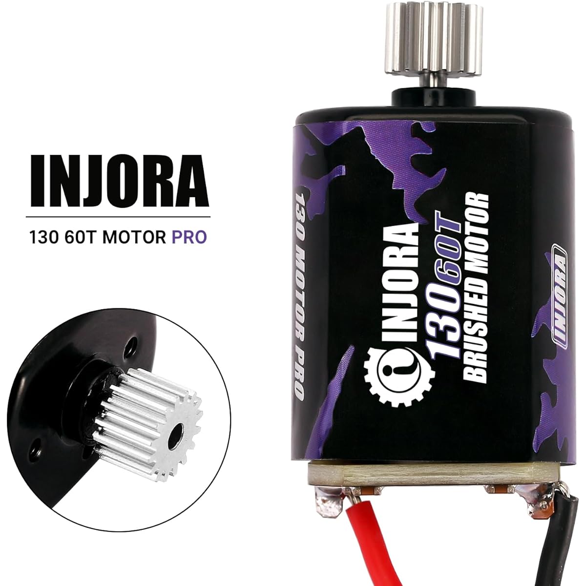 INJORA 130 Brushed Motor 60T with Stainless Steel Pinion for FMS FCX24 1/24 RC Crawler Upgrade