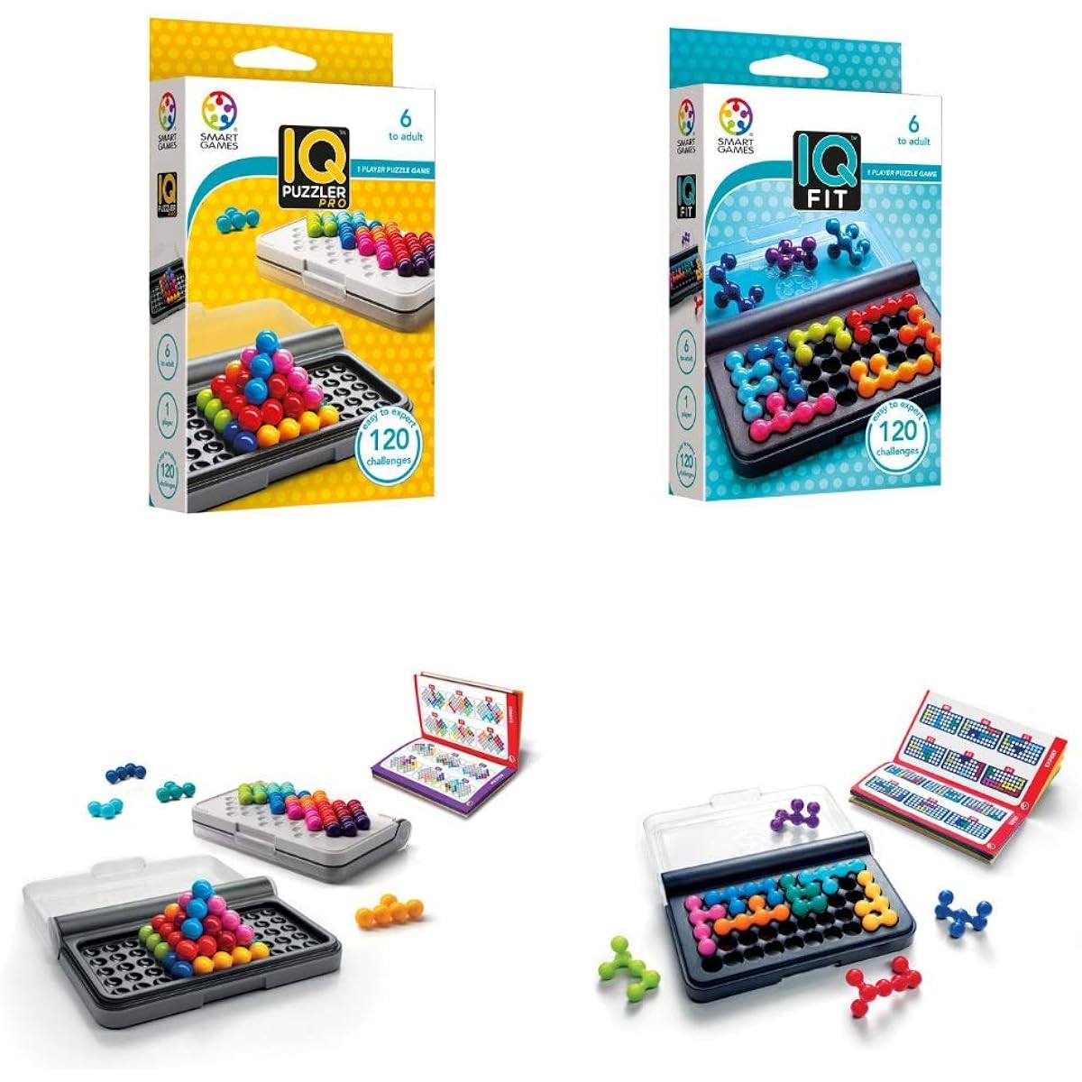 SmartGames IQ Bundle 3D Series IQ Puzzler Pro & IQ Fit 240 Sharanji Ages 6-Adult
